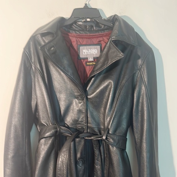 VINTAGE Wilson’s Leather Black Button tie coat jacket women size Large - Picture 5 of 7